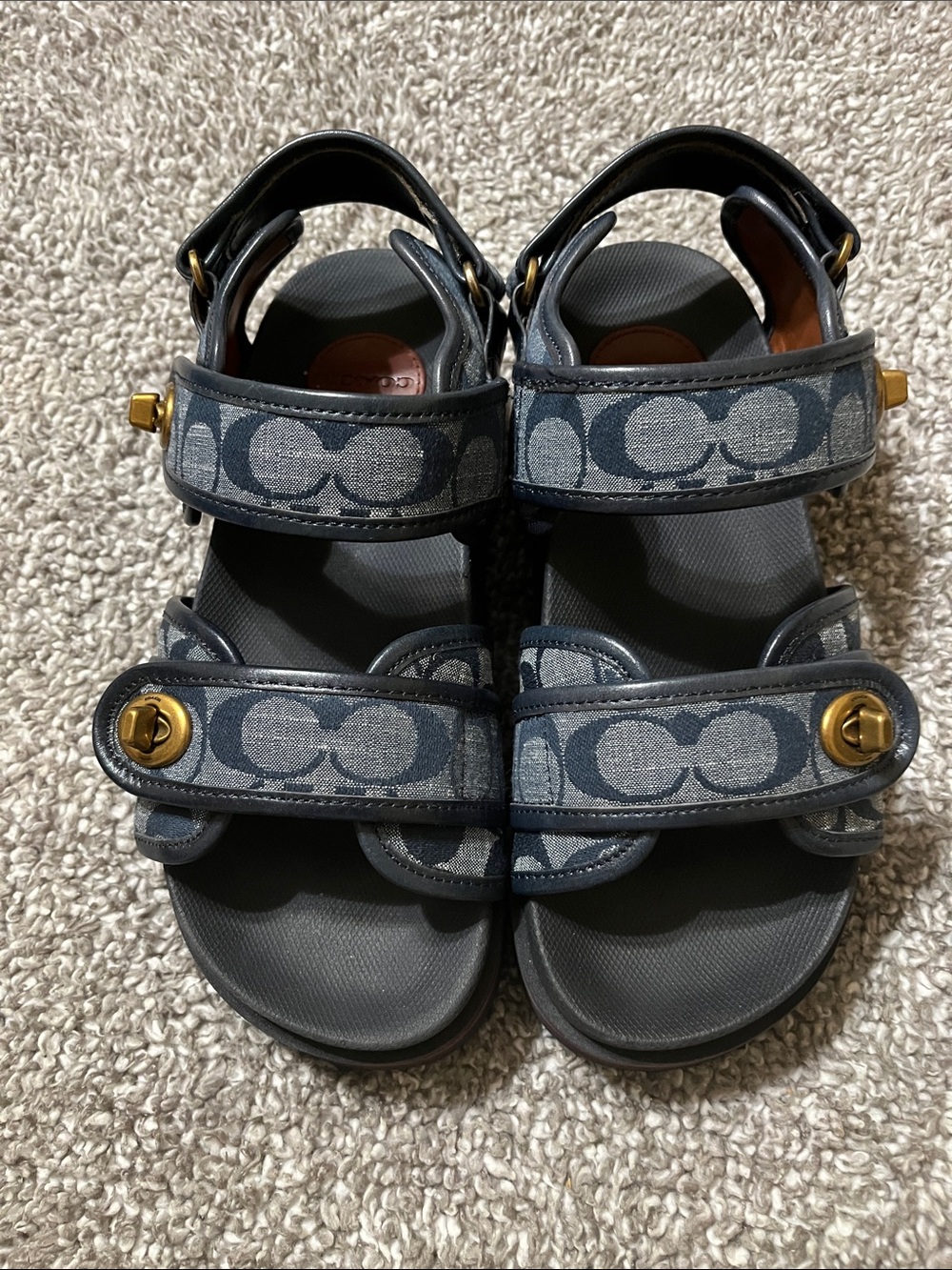 Coach women Denim Logo Strap Sandals